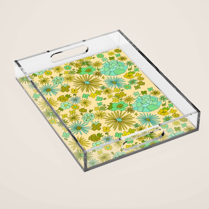 retro wall paper daydreams // art by surfy birdy Acrylic Tray Gallery Image 1