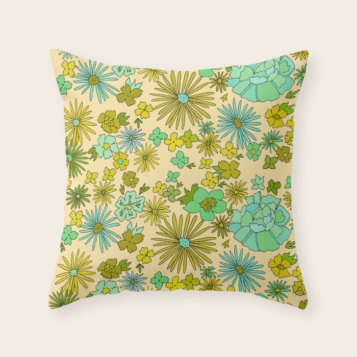 retro wall paper daydreams // art by surfy birdy Throw Pillow Gallery Image 1