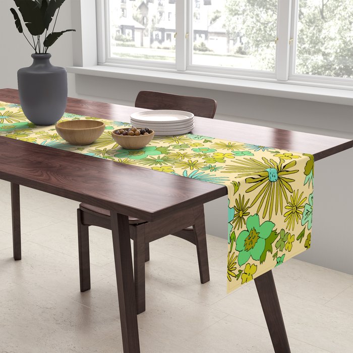 retro wall paper daydreams // art by surfy birdy Table Runner Gallery Image 2