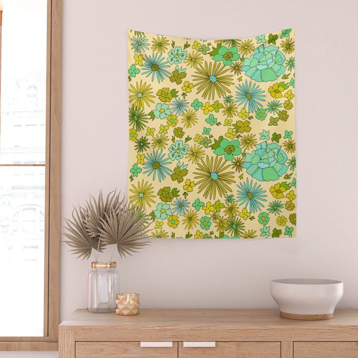 retro wall paper daydreams // art by surfy birdy Wall Tapestry Gallery Image 2