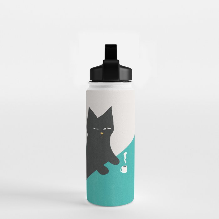 Cat drinking coffee Water Bottle Gallery Image 2