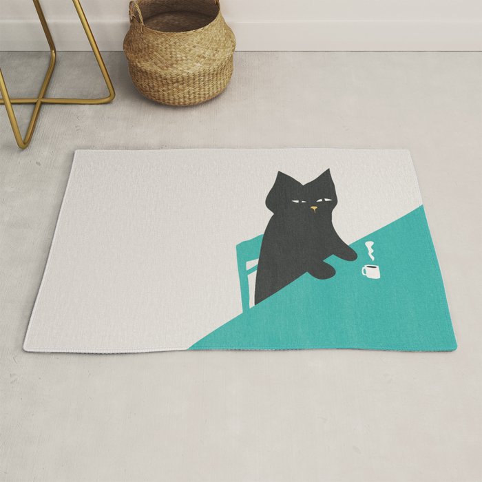 Cat drinking coffee Rug Gallery Image 1
