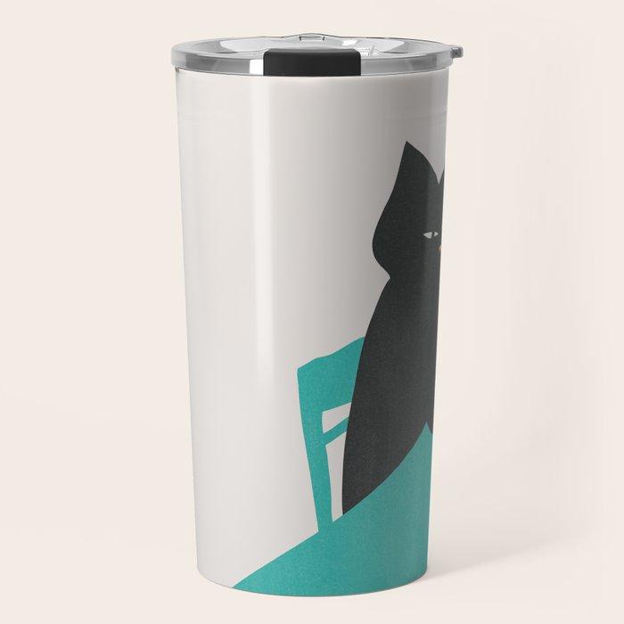 Cat drinking coffee Travel Mug Gallery Image 1