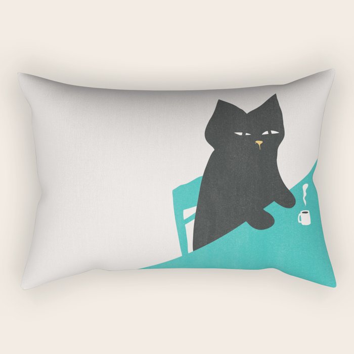 Cat drinking coffee Rectangular Pillow Gallery Image 1