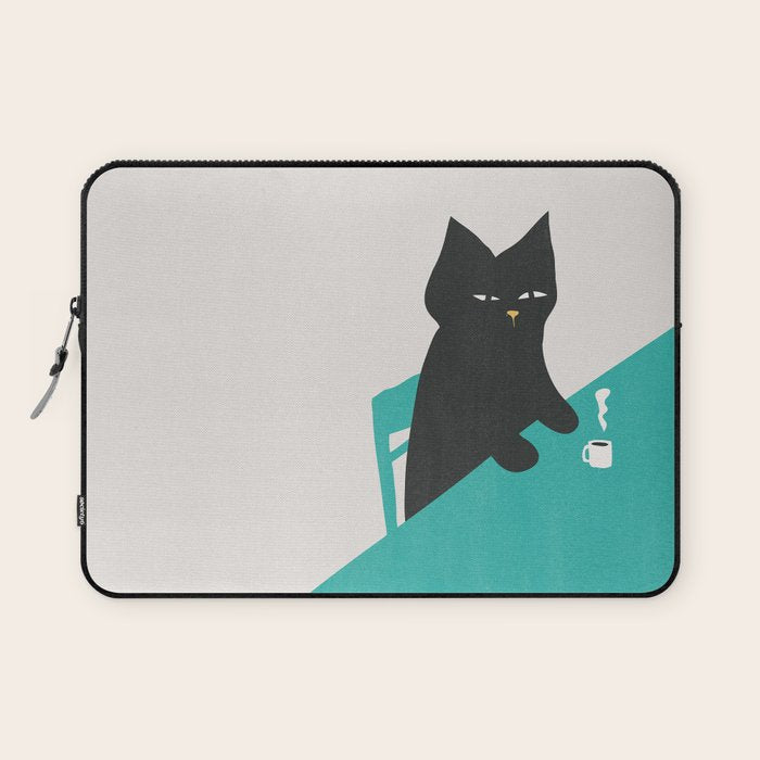 Cat drinking coffee Laptop Sleeve Gallery Image 1