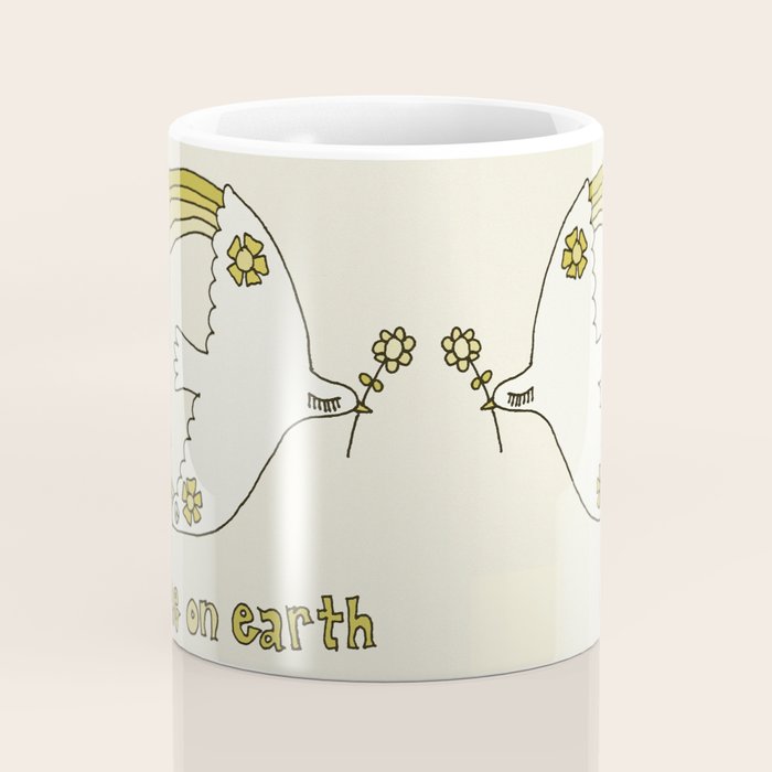peace dove spread rainbow // retro art by surfy birdy Coffee Mug Gallery Image 4