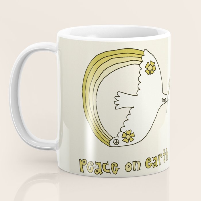 peace dove spread rainbow // retro art by surfy birdy Coffee Mug Gallery Image 3