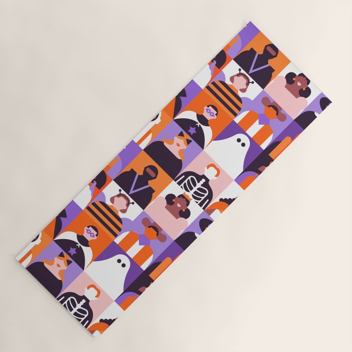 Diverse people in halloween costume pattern Yoga Mat Gallery Image 1