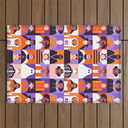 Diverse people in halloween costume pattern Outdoor Rug Gallery Image 1