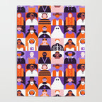 Diverse people in halloween costume pattern Poster Gallery Image 4
