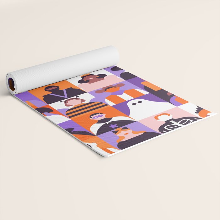 Diverse people in halloween costume pattern Yoga Mat Gallery Image 2