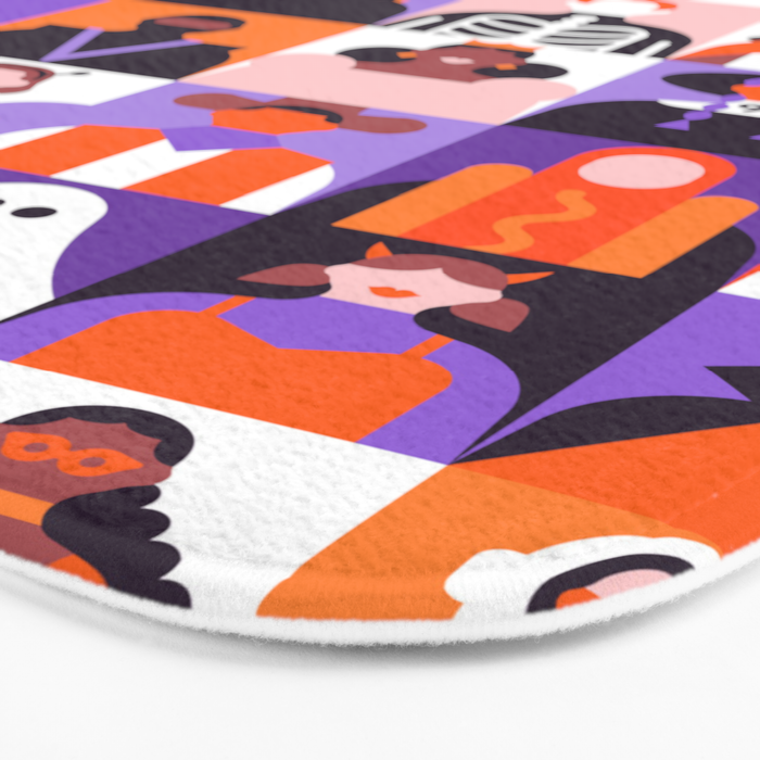 Diverse people in halloween costume pattern Bath Mat Gallery Image 3