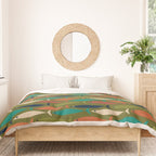 Mid-century Modern Fish in a Green Sea Pattern  Duvet Cover Gallery Image 3
