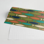 Mid-century Modern Fish in a Green Sea Pattern  Wrapping Paper Gallery Image 2