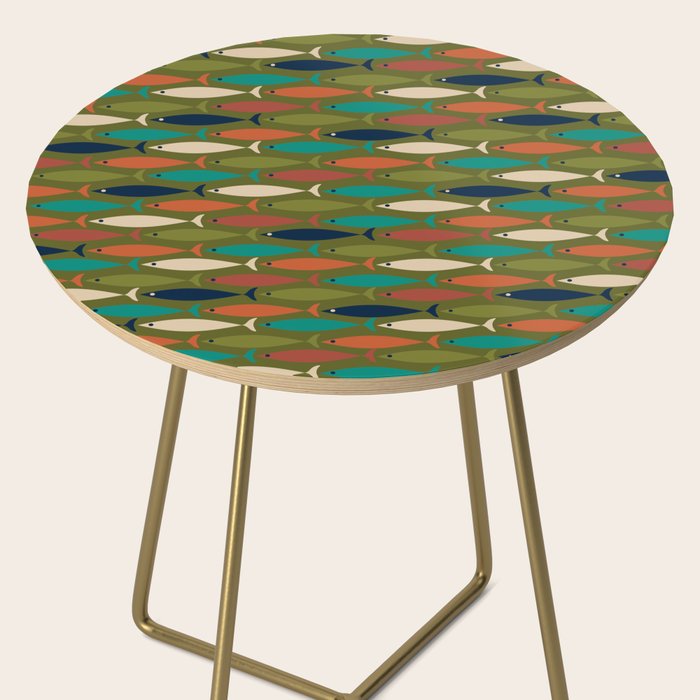 Mid-century Modern Fish in a Green Sea Pattern  Side Table Gallery Image 2