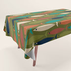 Mid-century Modern Fish in a Green Sea Pattern  Tablecloth Gallery Image 1