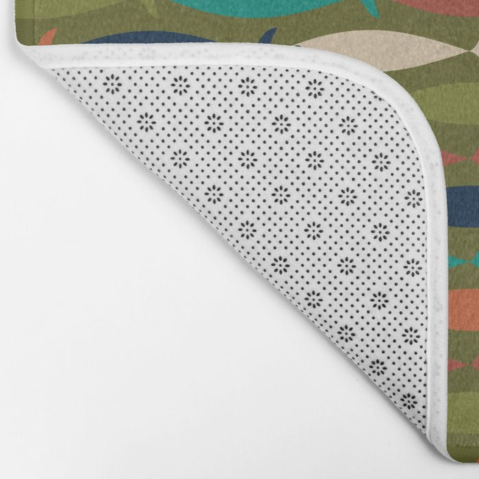 Mid-century Modern Fish in a Green Sea Pattern  Bath Mat Gallery Image 2