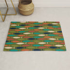 Mid-century Modern Fish in a Green Sea Pattern  Rug Gallery Image 1