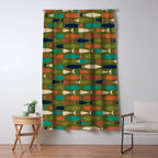 Mid-century Modern Fish in a Green Sea Pattern  Window Curtain Gallery Image 5