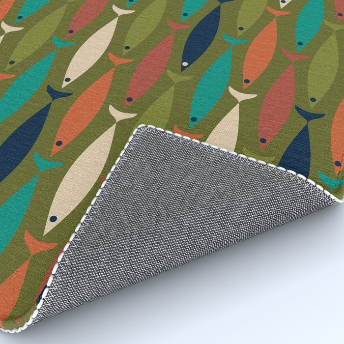 Mid-century Modern Fish in a Green Sea Pattern  Rug Gallery Image 4