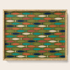 Mid-century Modern Fish in a Green Sea Pattern  Serving Tray Gallery Image 1