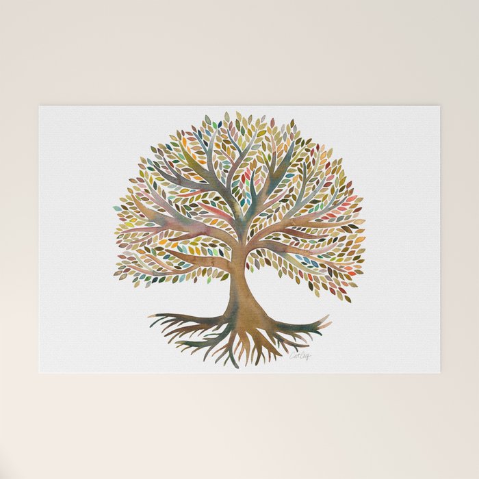 Tree of Life Watercolor - Autumn Welcome Mat Gallery Image 1