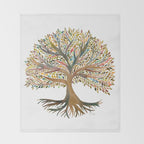 Tree of Life Watercolor - Autumn Throw Blanket Gallery Image 2