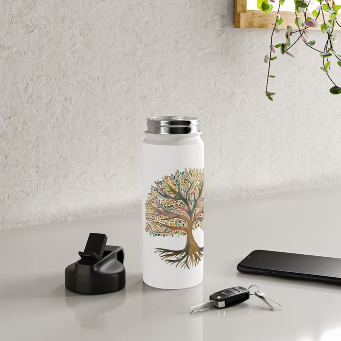 Tree of Life Watercolor - Autumn Water Bottle Gallery Image 4