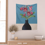 Flowers in Black Vase 1 Wall Tapestry Gallery Image 2