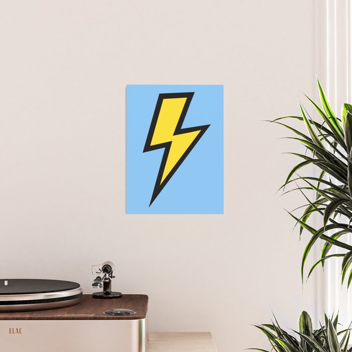 Yellow Lightning Bolt on Bright Blue Poster Gallery Image 2
