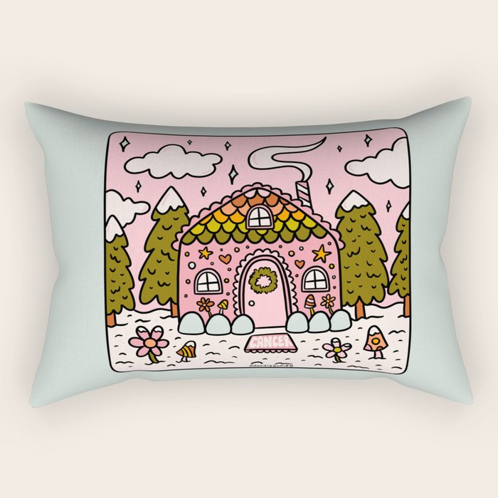 Cancer Zodiac Gingerbread House Rectangular Pillow Gallery Image 1