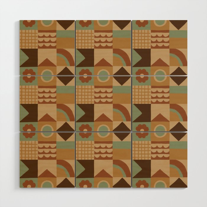 Brown tiles Wood Wall Art Gallery Image 1