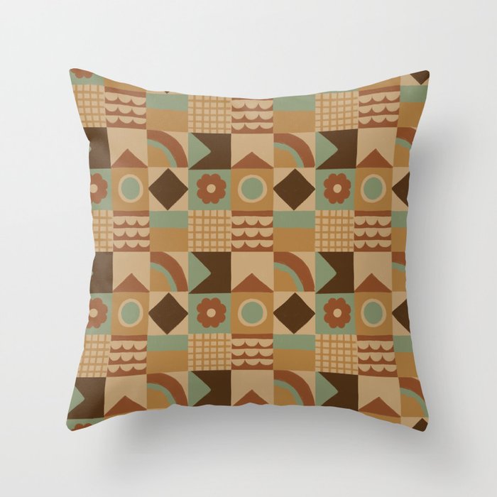 Brown tiles Throw Pillow Gallery Image 1