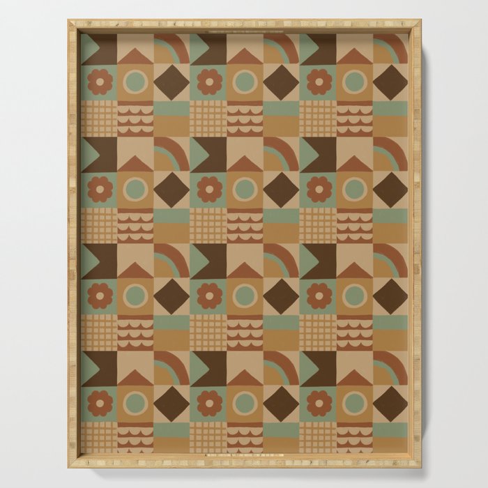 Brown tiles Serving Tray Gallery Image 1