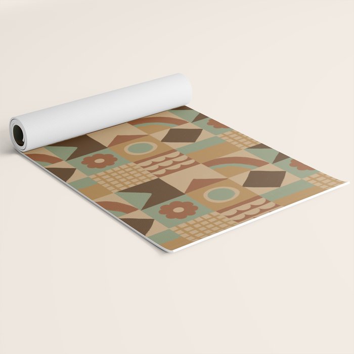 Brown tiles Yoga Mat Gallery Image 2