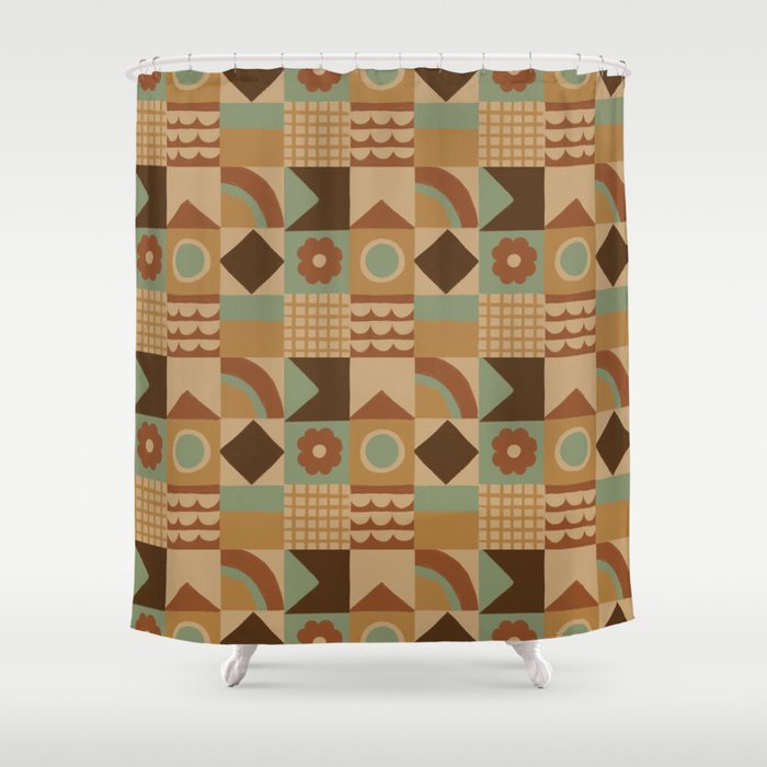 Brown tiles Shower Curtain Gallery Image 1