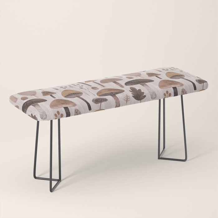 Cottagecore Mushroom Woodland Vintage Whimsy Brown Bench Gallery Image 1