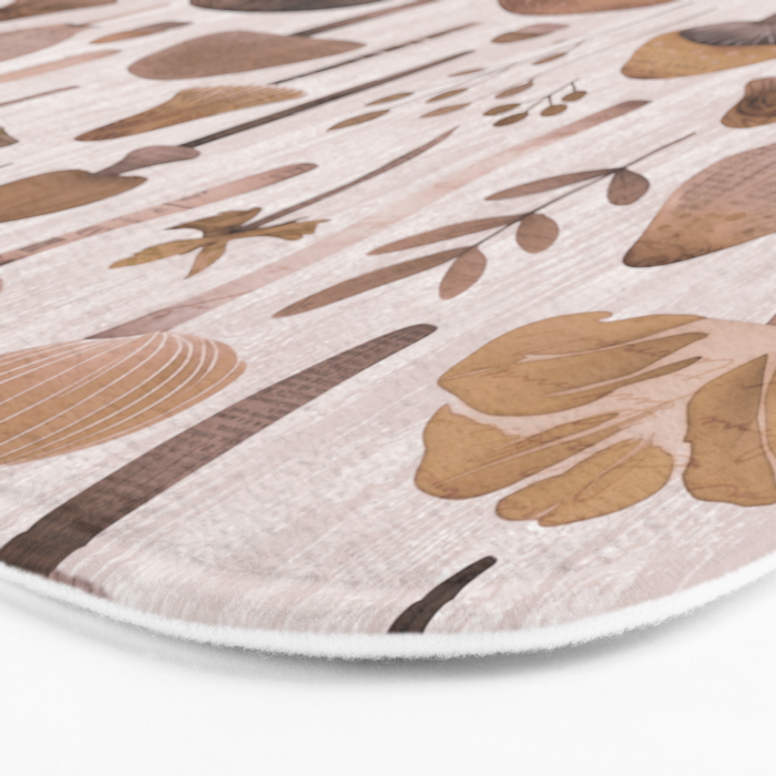 Cottagecore Mushroom Woodland Vintage Whimsy Brown Bath Mat Gallery Image 3