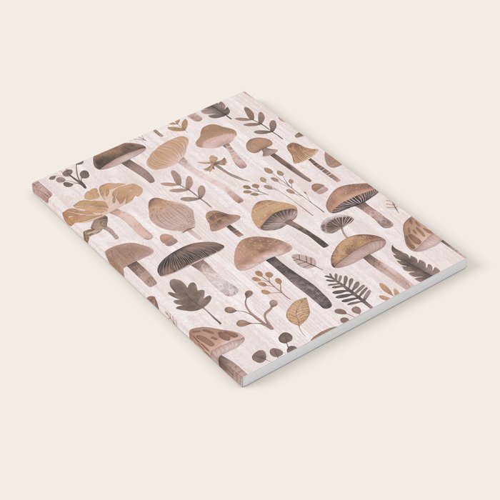 Cottagecore Mushroom Woodland Vintage Whimsy Brown Notebook Gallery Image 2
