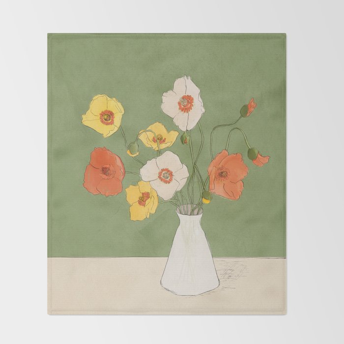 Field Wildflowers Verde Throw Blanket Gallery Image 2
