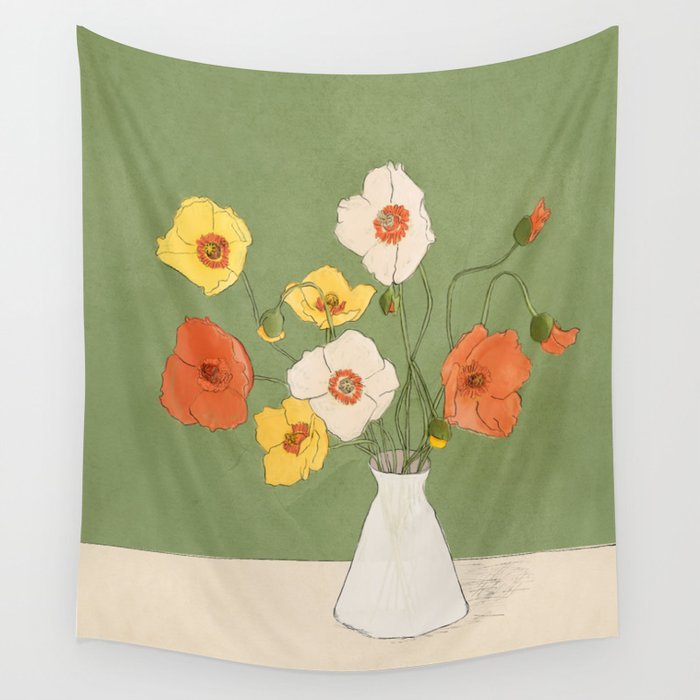 Field Wildflowers Verde Wall Tapestry Gallery Image 1