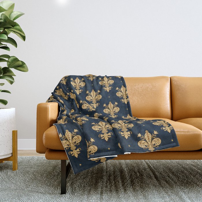 Royal Navy Fleur De Lis Throw Blanket Gallery Image 1