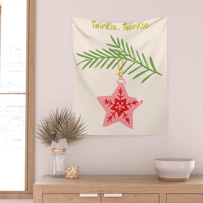 Cheerful twinkle Christmas star Wall Tapestry Gallery Image 2
