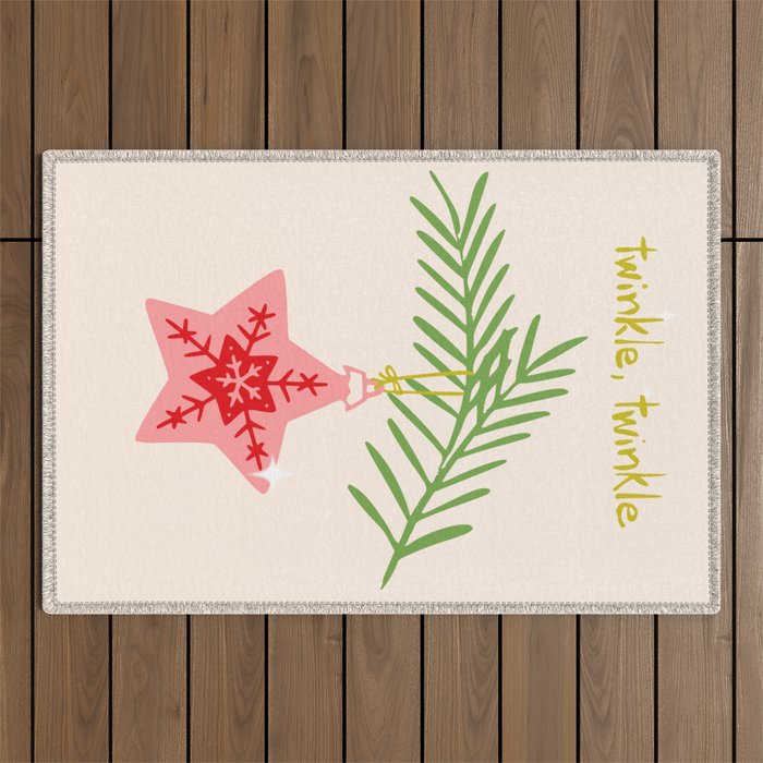 Cheerful twinkle Christmas star Outdoor Rug Gallery Image 1