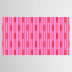 Bright Geo Chain Block Stripe Vertical Pattern Preppy Pink and Red Tablecloth Gallery Image 2