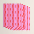 Bright Geo Chain Block Stripe Vertical Pattern Preppy Pink and Red Wrapping Paper Gallery Image 3