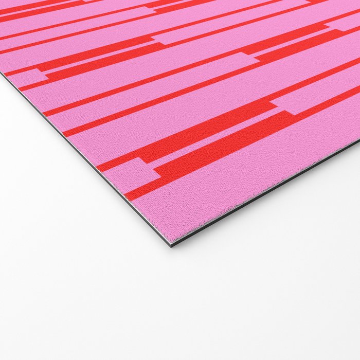 Bright Geo Chain Block Stripe Vertical Pattern Preppy Pink and Red Welcome Mat Gallery Image 2