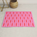 Bright Geo Chain Block Stripe Vertical Pattern Preppy Pink and Red Rug Gallery Image 1