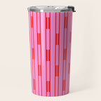 Bright Geo Chain Block Stripe Vertical Pattern Preppy Pink and Red Travel Mug Gallery Image 2