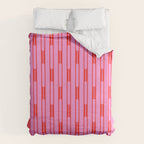 Bright Geo Chain Block Stripe Vertical Pattern Preppy Pink and Red Duvet Cover Gallery Image 6